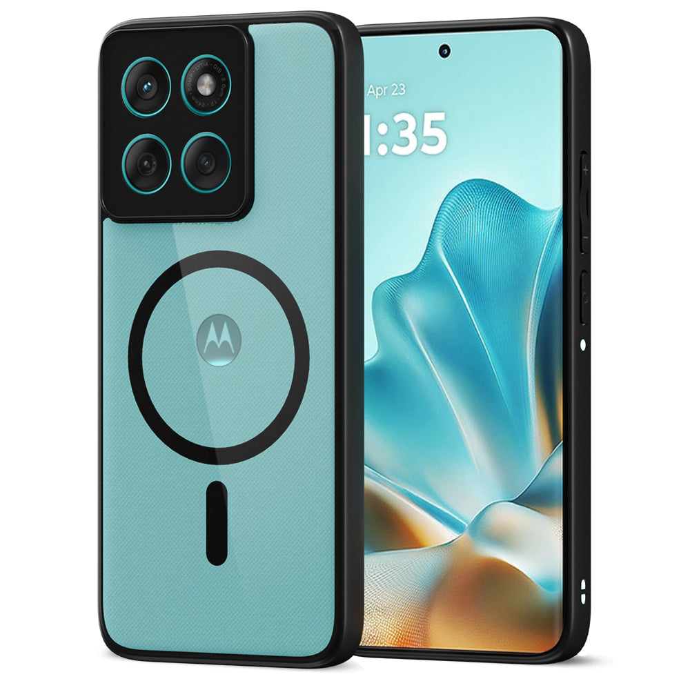 Pikkme Motorola Moto Edge 60 Fusion 5G Eagle 2 Mag-Safe Shockproof Hard Transparent Back Cover (Black)