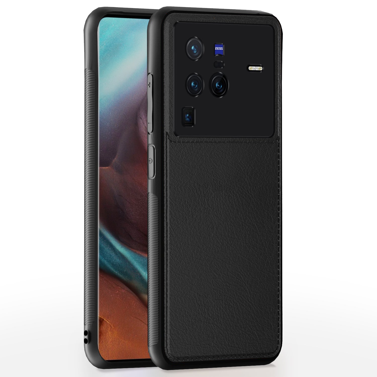Vivo X80 Pro Leather Back Cover – Black