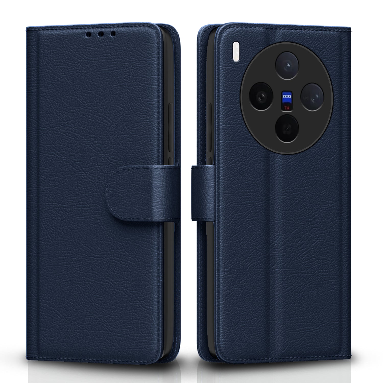 Pikkme Vivo X300 5G Premium Leather Finish Vintage Flip Cover - Blue