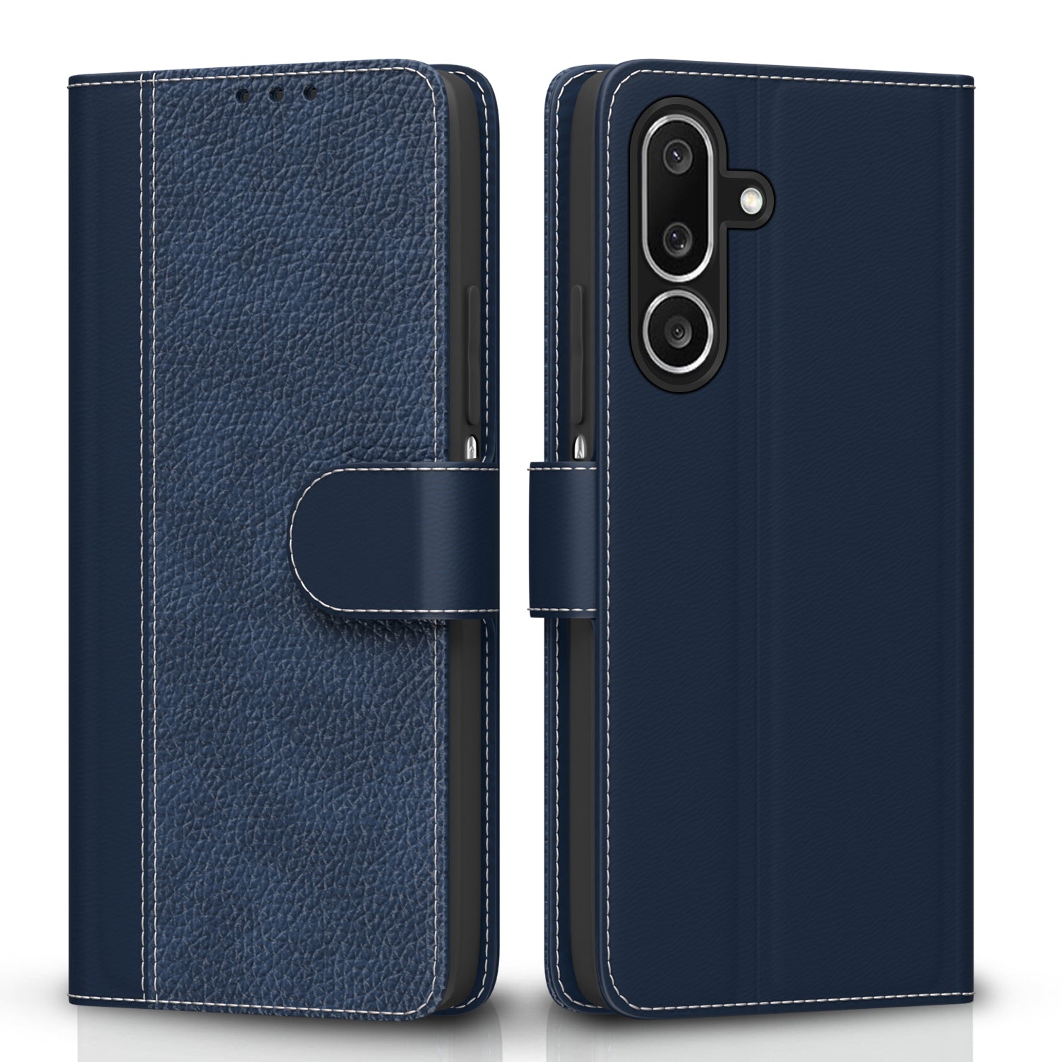 Pikkme Samsung Galaxy M36 5G Dual Tone Leather finish Flip Cover (Blue)