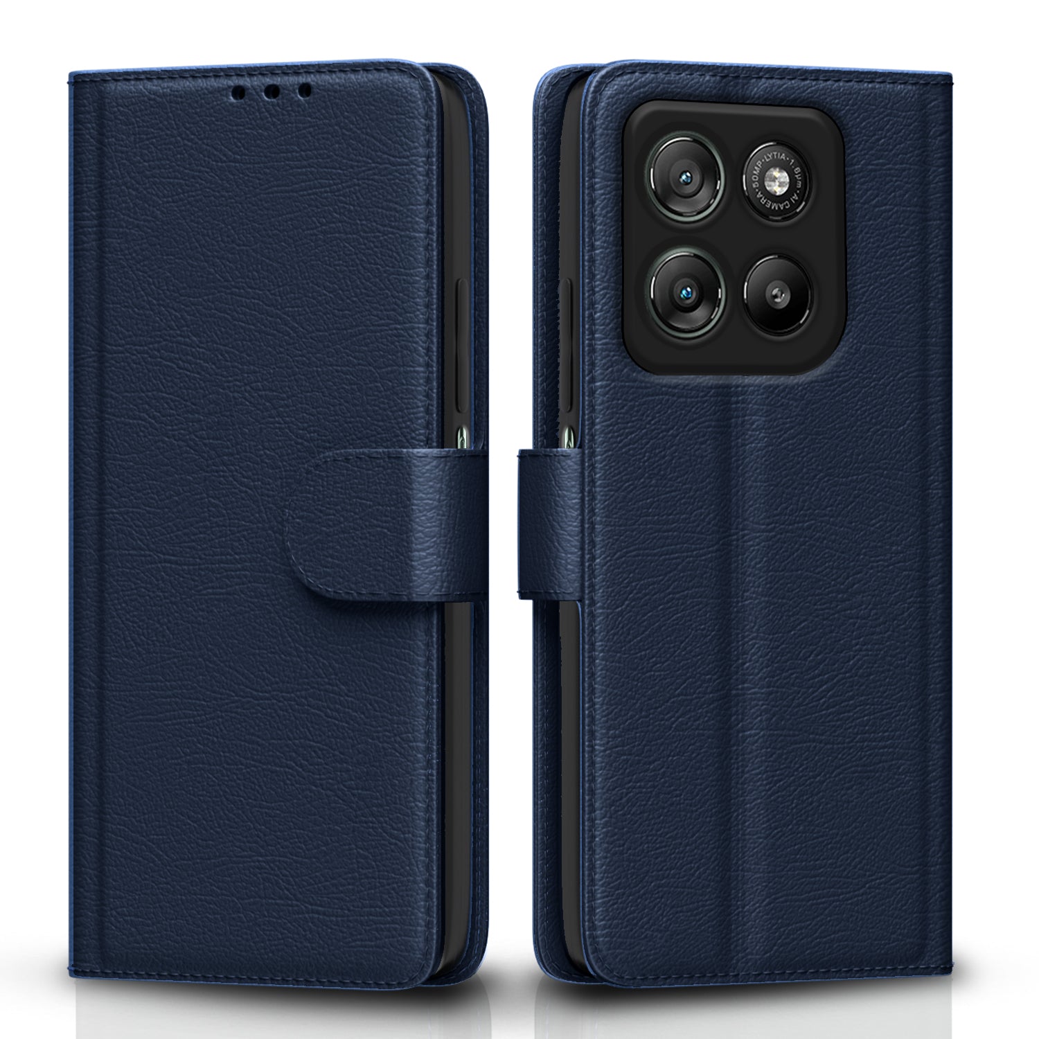 Pikkme Motorola Moto G67 Power 5G / G57 Power 5G Premium Leather Finish Vintage Flip Cover - Blue
