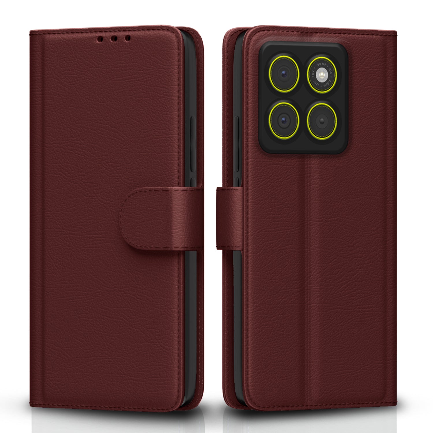 Pikkme Motorola Moto Edge 70 5G Premium Leather Finish Vintage Flip Cover - Brown