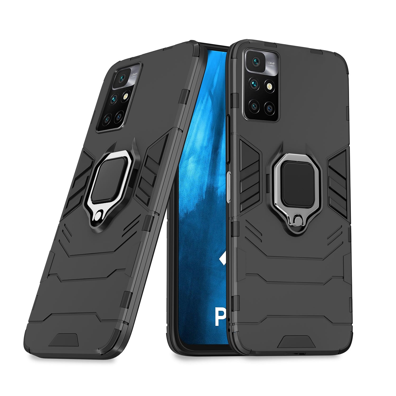 Polycarbonate Mi Redmi 10 Prime D5 Tough Armor Back Cover - Black