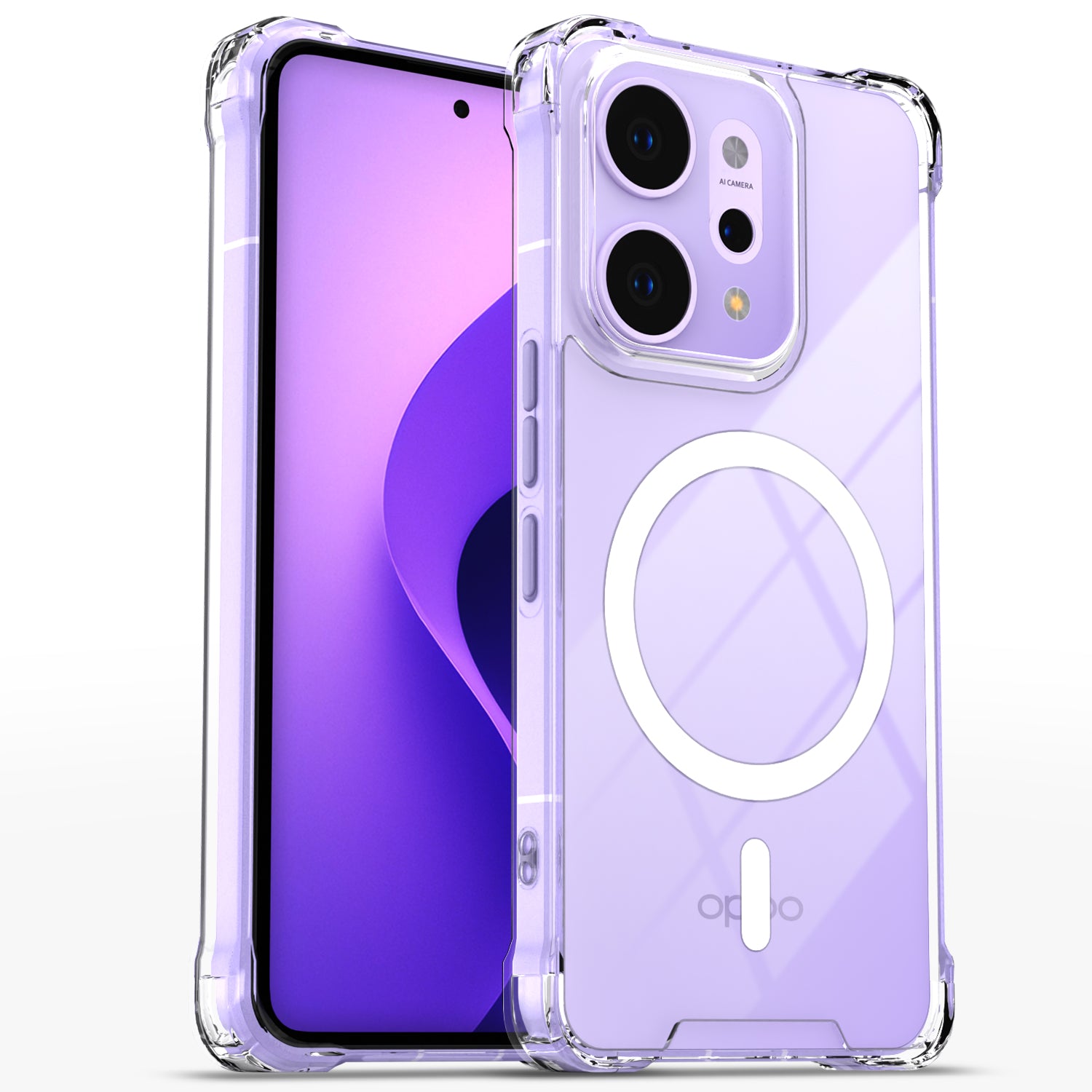 Pikkme Oppo Reno 14 Pro 5G Mag-Safe Shockproof PC + TPU Back Cover (Transparent)