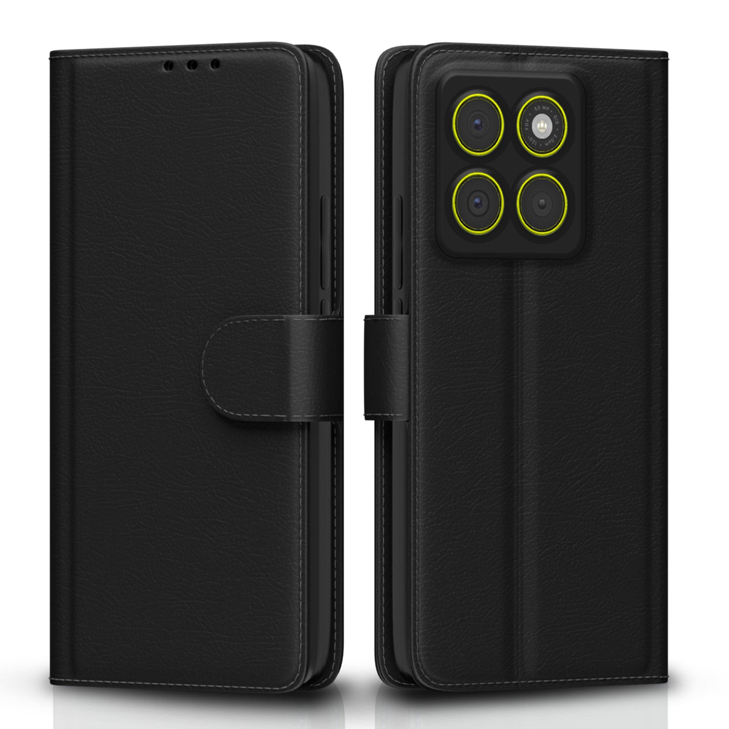 Pikkme Motorola Moto Edge 70 5G Premium Leather Finish Vintage Flip Cover - Black