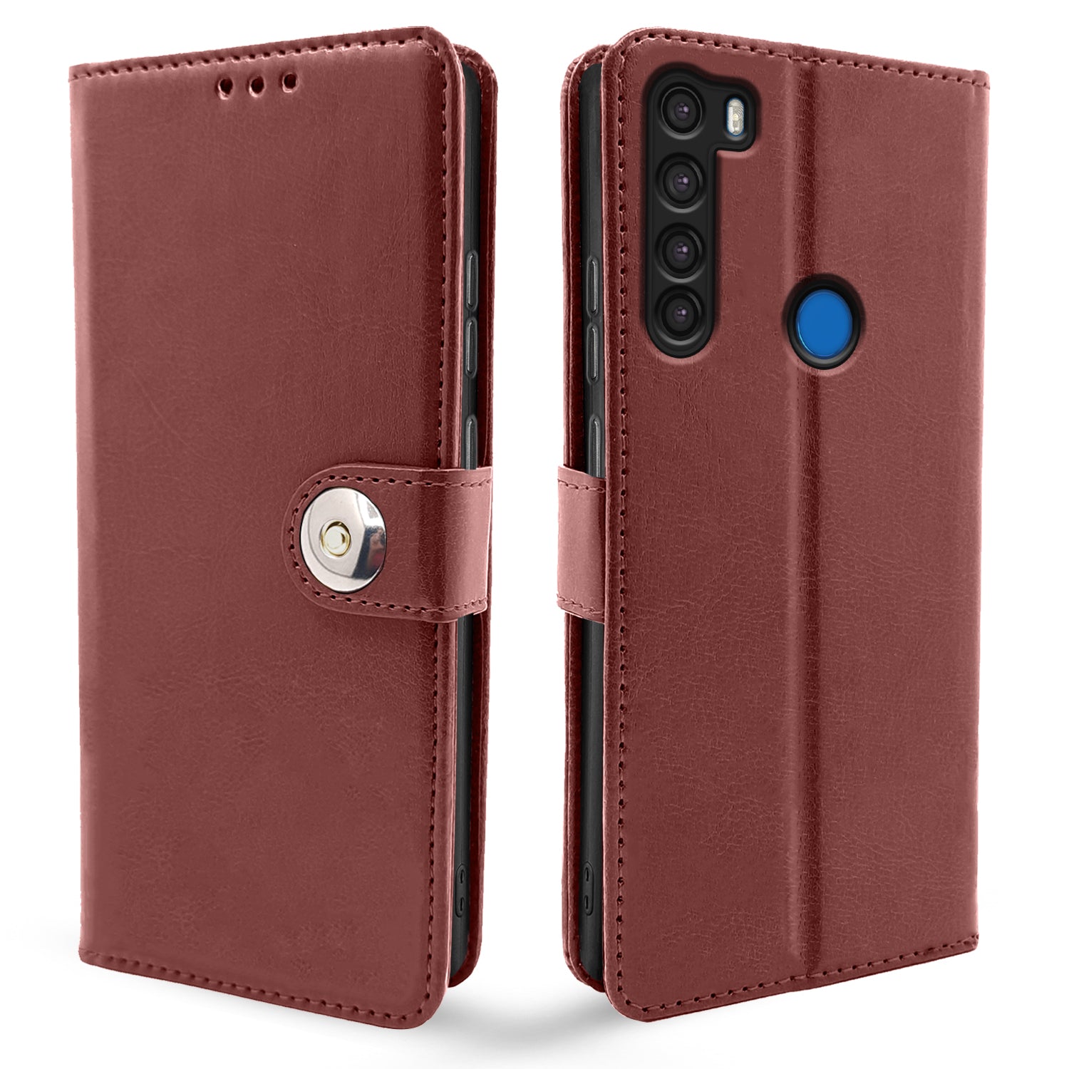 Redmi Note 8 Button Flip Cover -Brown