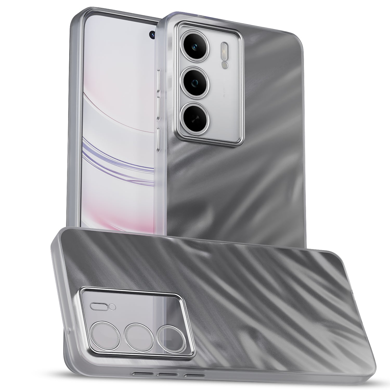 Pikkme Realme Narzo 80x 5G / Realme P3x 5G / Realme 14X 5G Swirl Design Silver Forest Back Cover - Silver