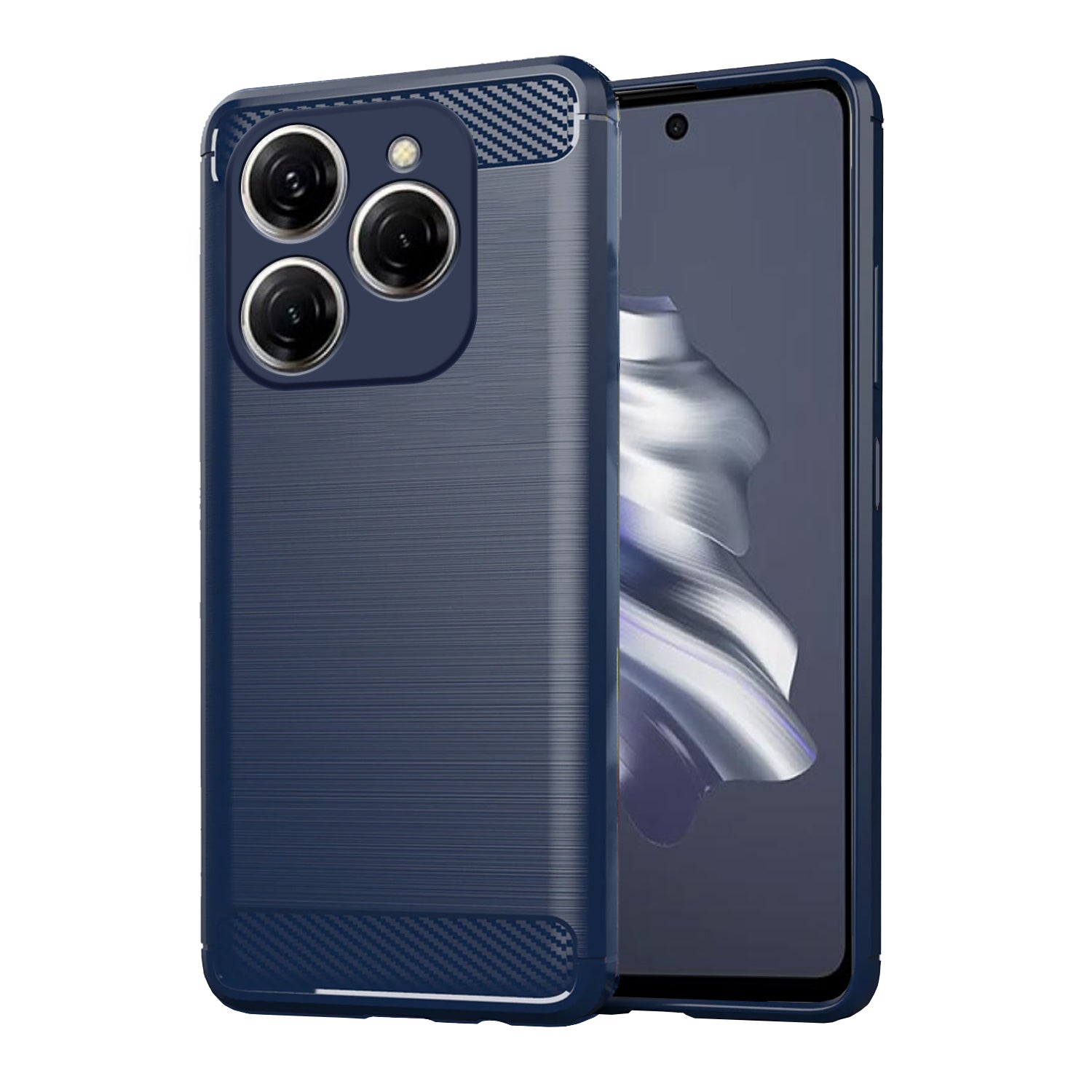Pikkme Tecno Spark 20 Pro Hybrid Carbon Fiber Back Cover - Blue