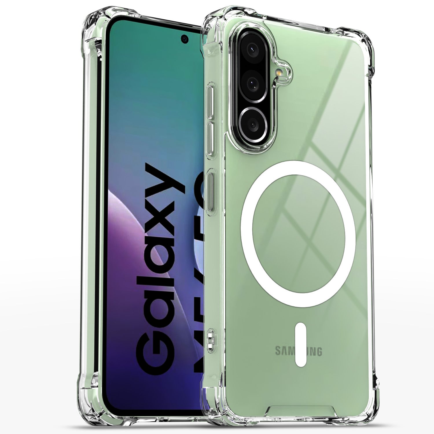 Pikkme Samsung Galaxy M56 5G Mag-Safe Shockproof PC + TPU Back Cover (Transparent)