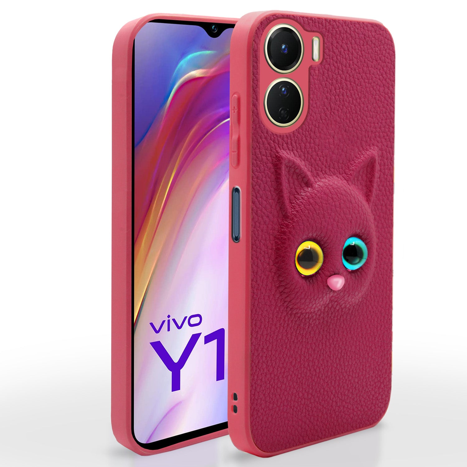 Vivo Y16 Kitty Back Cover -Pink