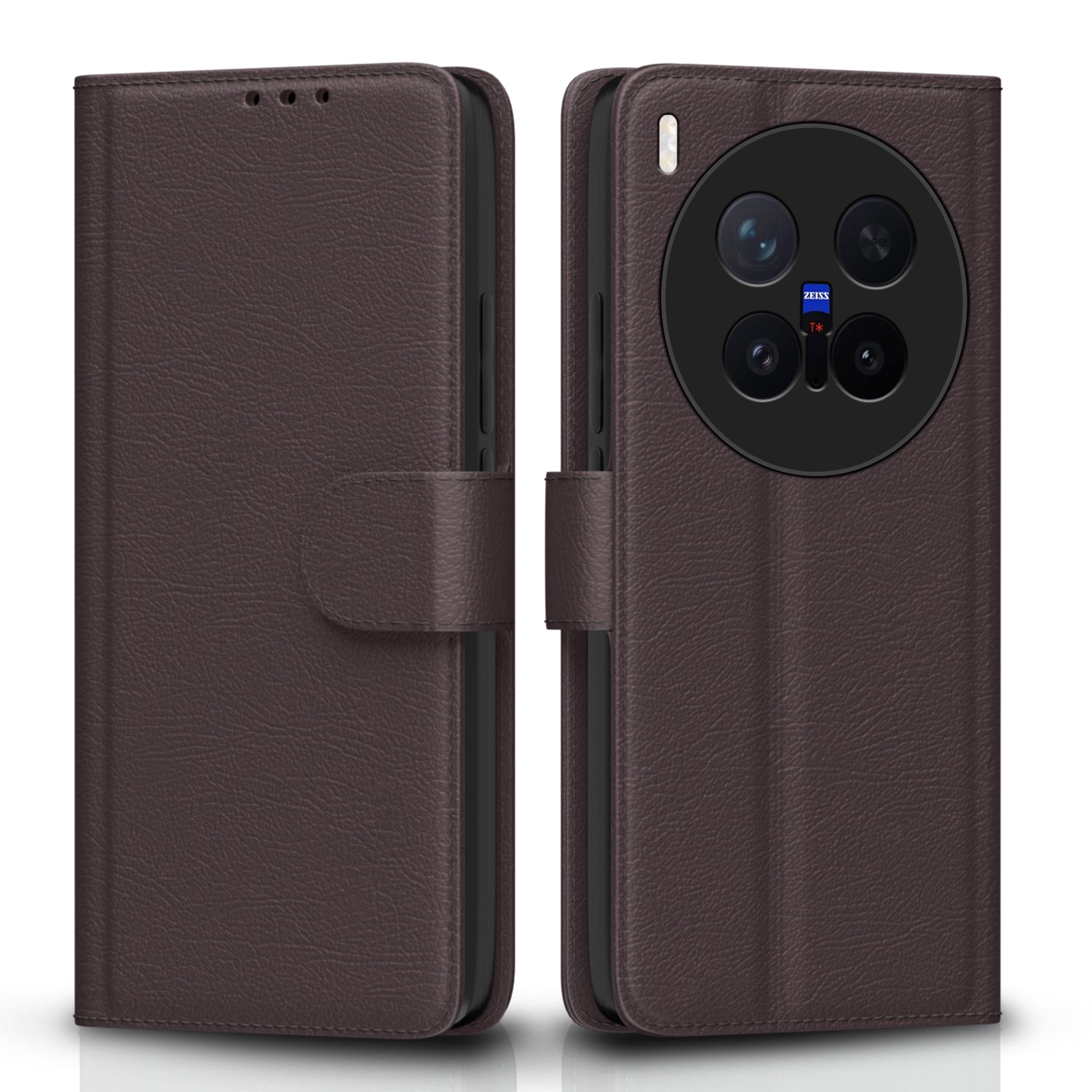 Pikkme Vivo X300 Pro 5G Premium Leather Finish Vintage Flip Cover - Coffee