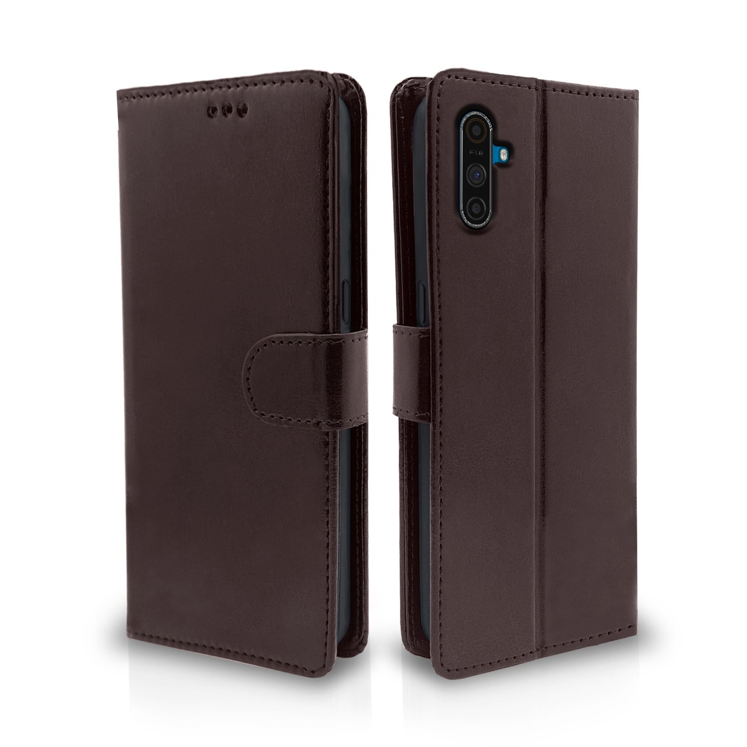 Pikkme Realme C3 Vintage Flip Cover | Coffee
