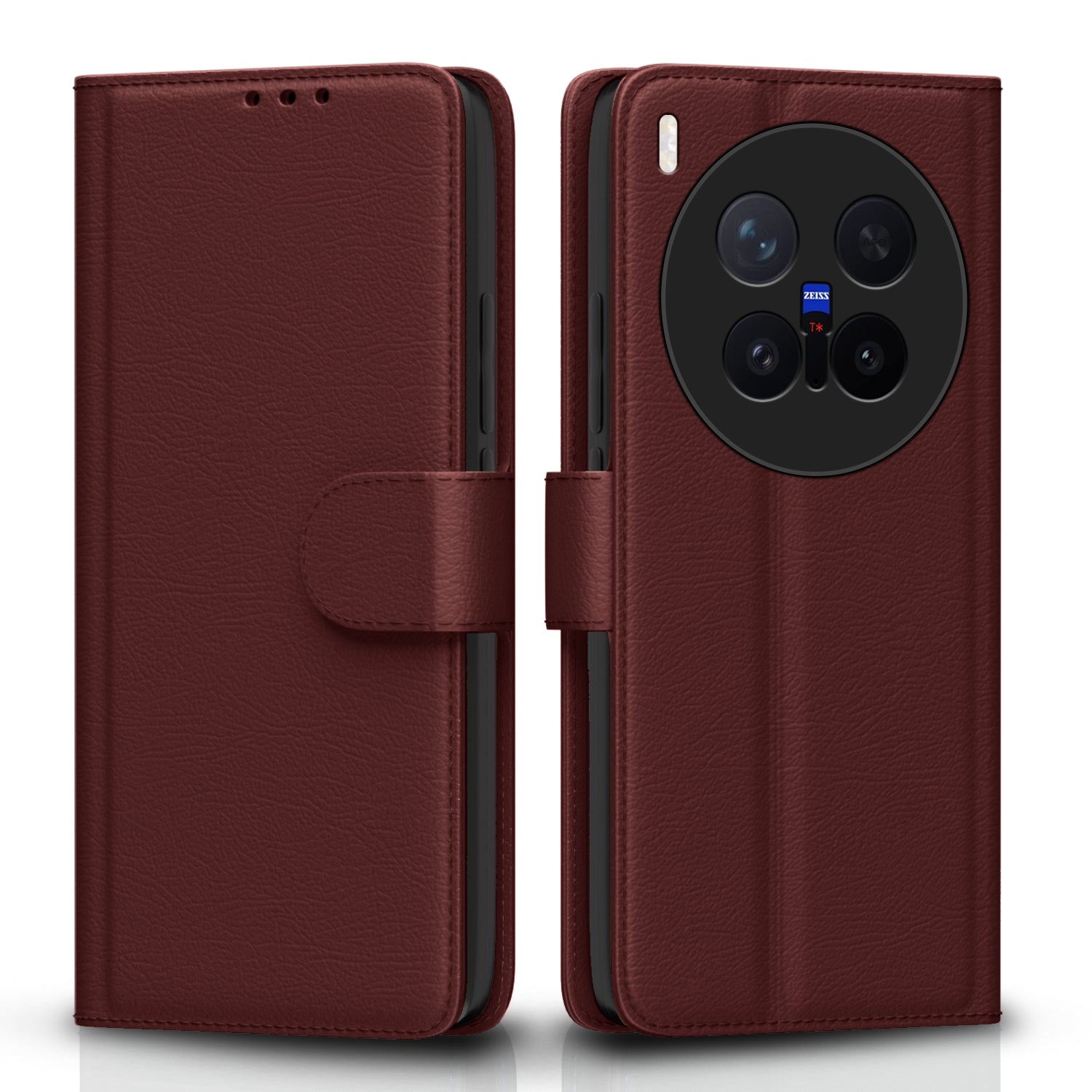 Pikkme Vivo X300 Pro 5G Premium Leather Finish Vintage Flip Cover - Brown