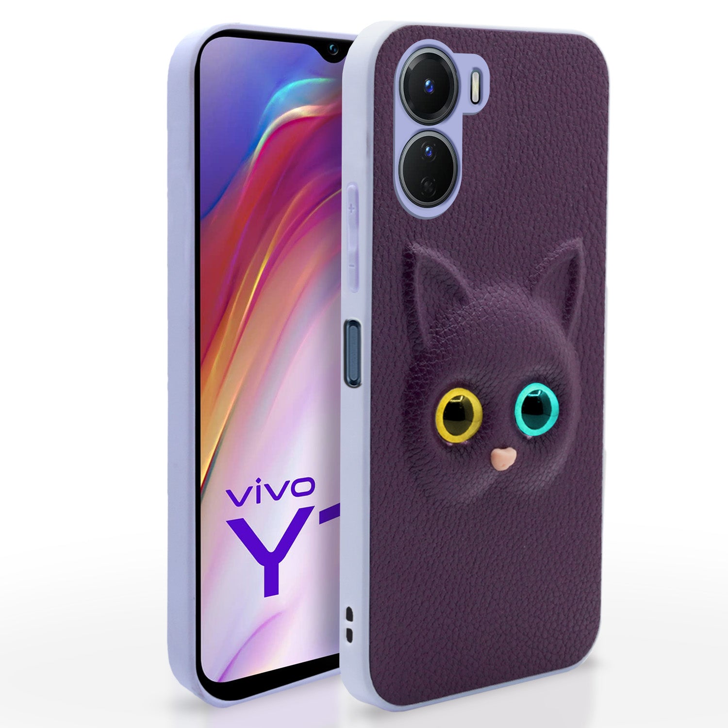 Vivo Y16 Kitty Back Cover -Purple