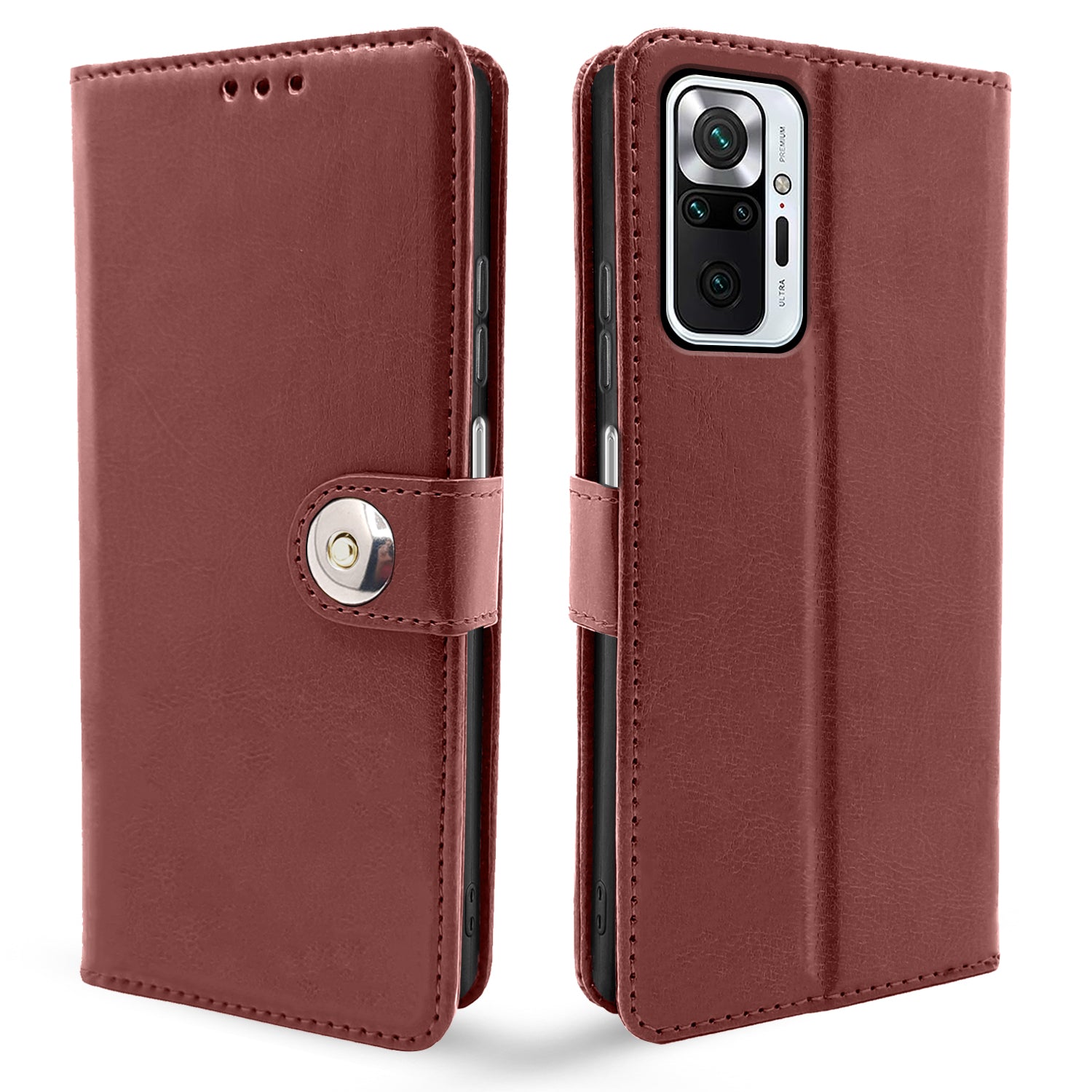 Redmi Note 10 Pro / Note 10 Pro Max Button Flip Cover -Brown