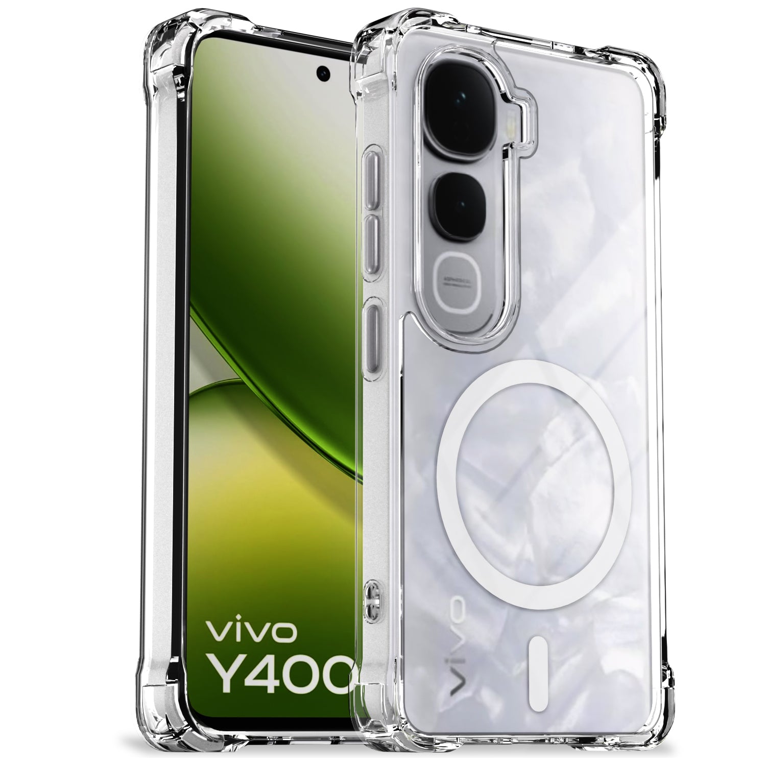 Vivo Y400 5G MagSafe back cover in transparent mag-safe by Pikkme