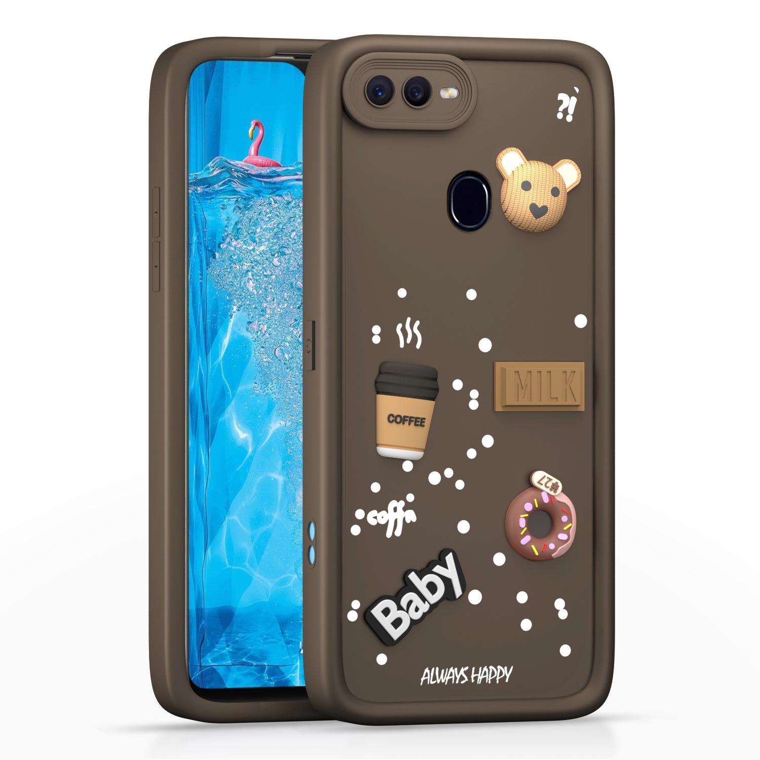 Pikkme Oppo F9 Pro/Realme 2 Pro/Realme U1 Cute Fun Cartoon 3D Bear Coffee Back Cover (Brown)