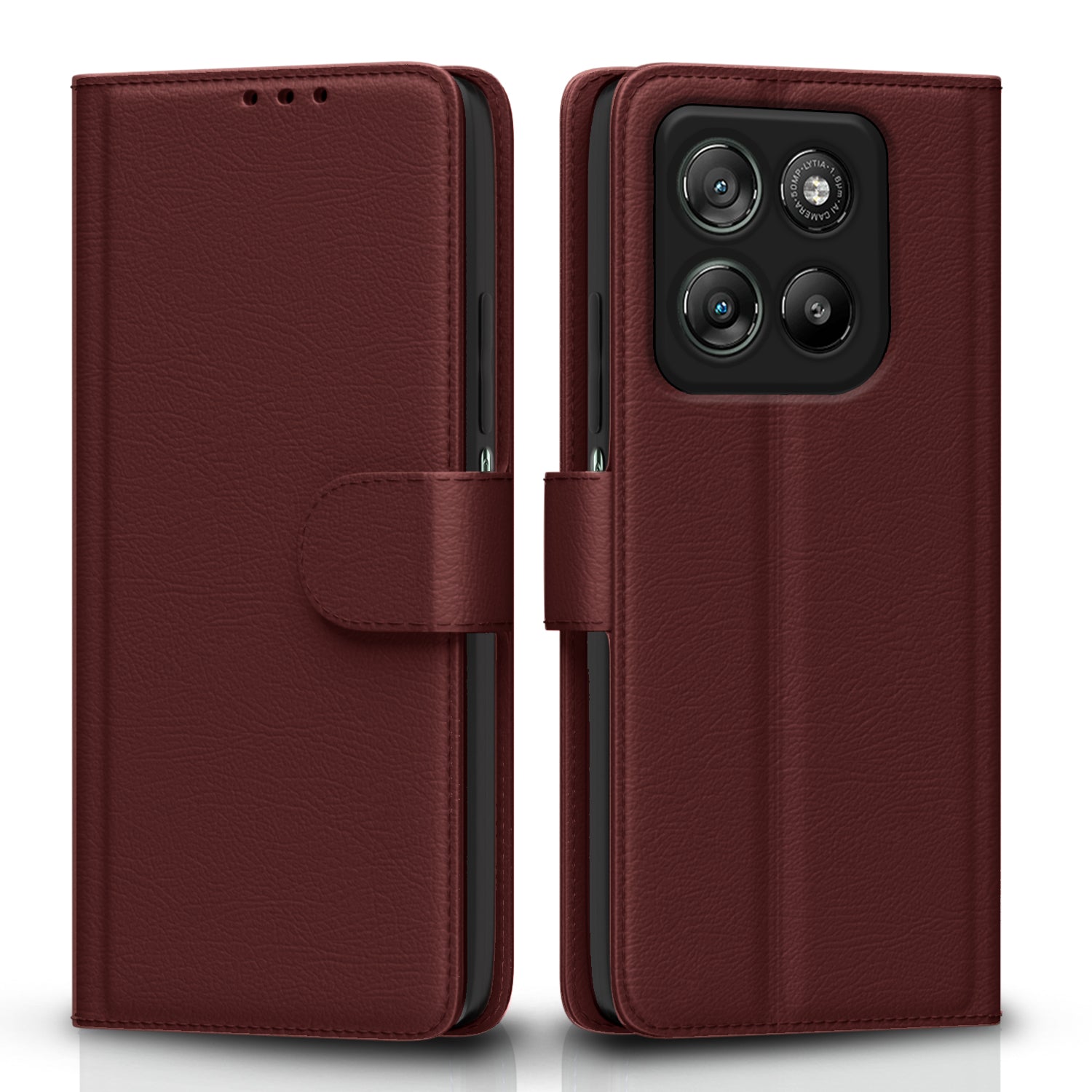 Pikkme Motorola Moto G67 Power 5G / G57 Power 5G Premium Leather Finish Vintage Flip Cover - Brown