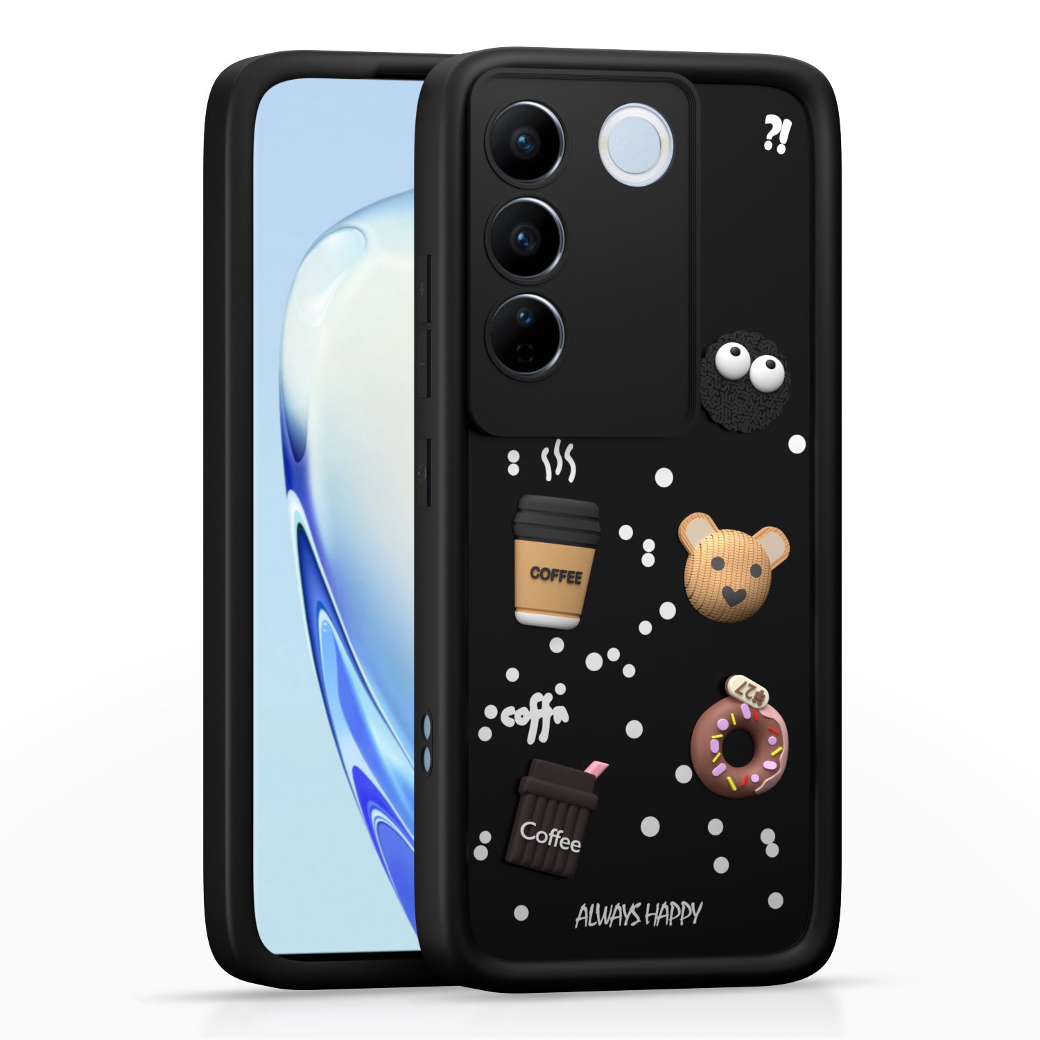 Pikkme vivov275g Cute Fun Cartoon 3D Bear Silicone Back Cover - Black