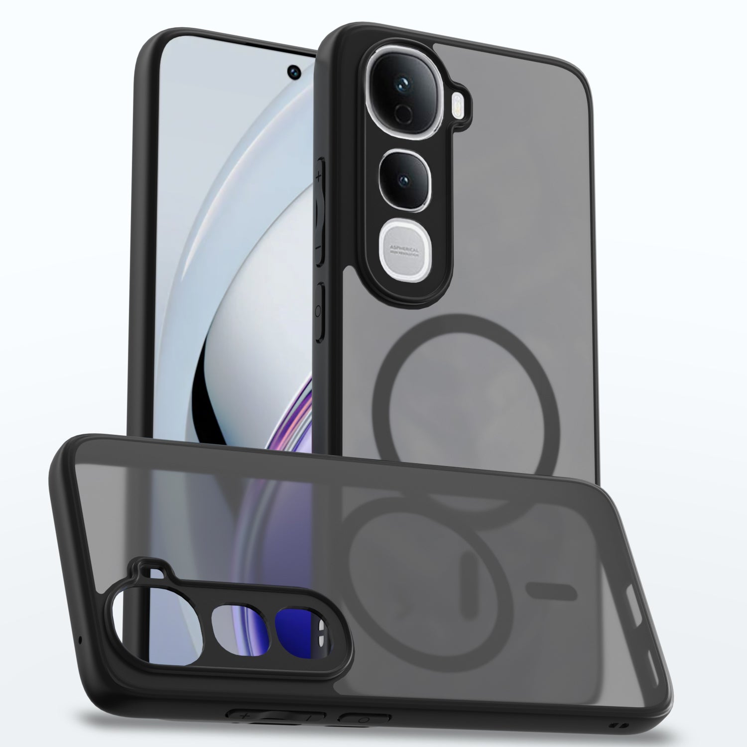 Pikkme Vivo Y400 Pro 5G Eagle 2 Mag-Safe Smoke Shockproof Hard Transparent Back Cover - Black