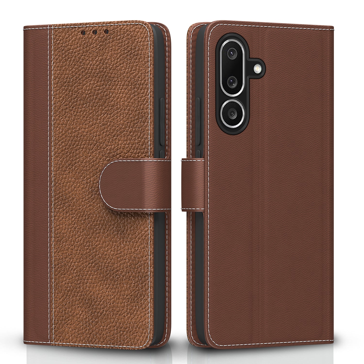 Pikkme Samsung Galaxy M56 5G Double Contrast Flip Cover (Tan)