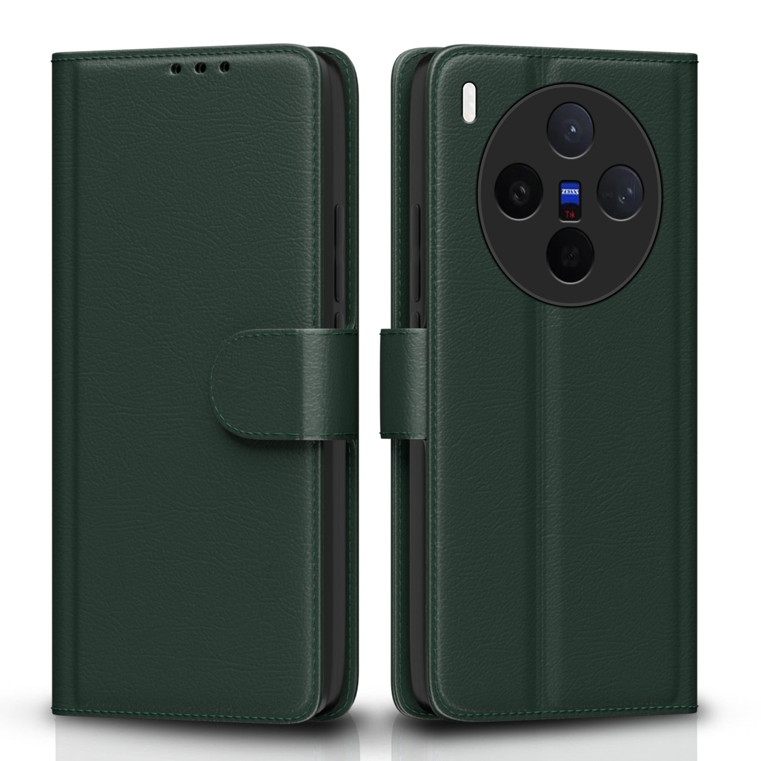 Pikkme Vivo X300 5G Premium Leather Finish Vintage Flip Cover - Green