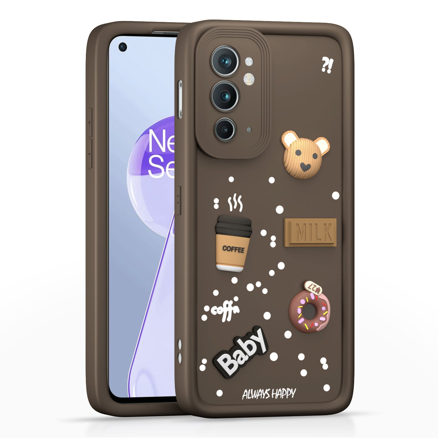 Pikkme OnePlus 9RT 5G Cute Fun Cartoon 3D Bear Coffee Back Cover (Brown)
