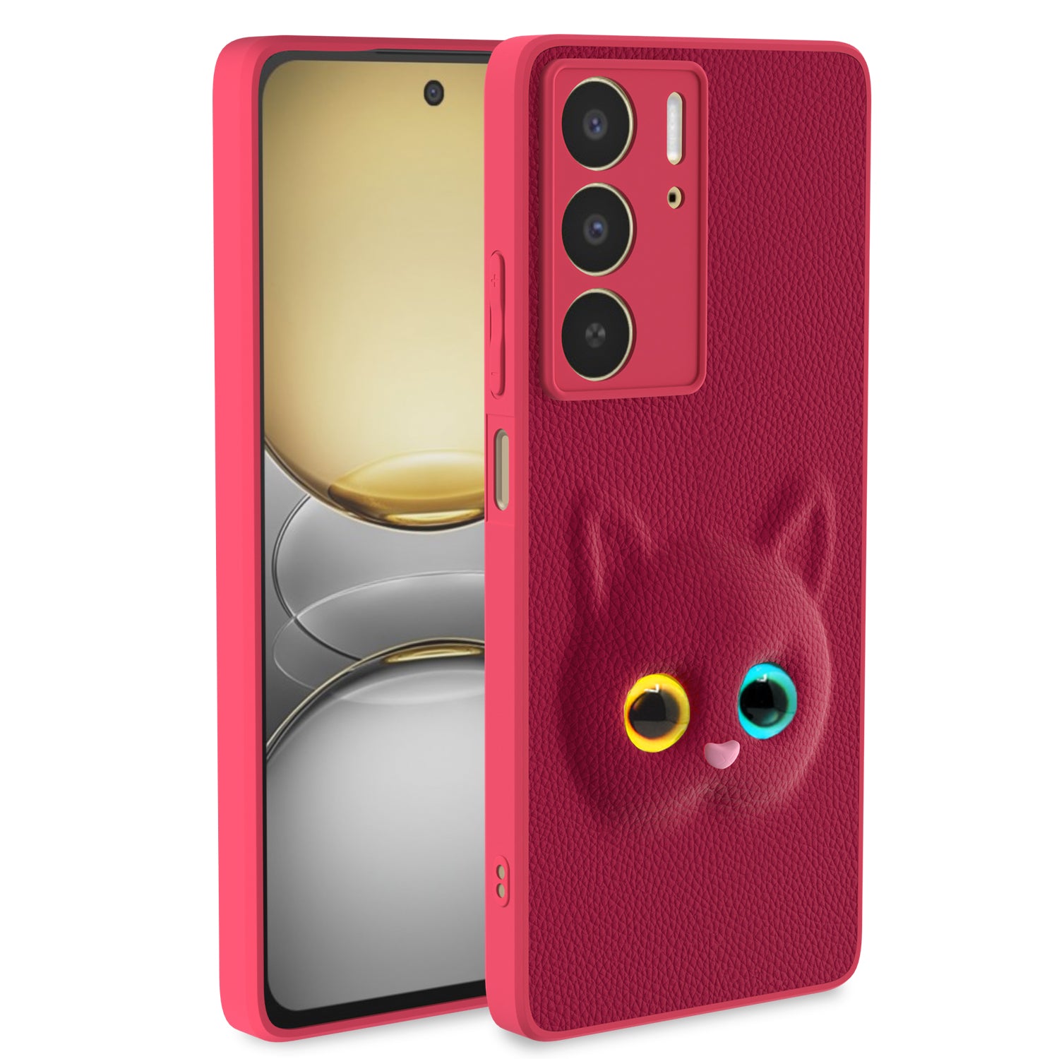 Pikkme Realme C75 Kitty Back Cover (Pink)