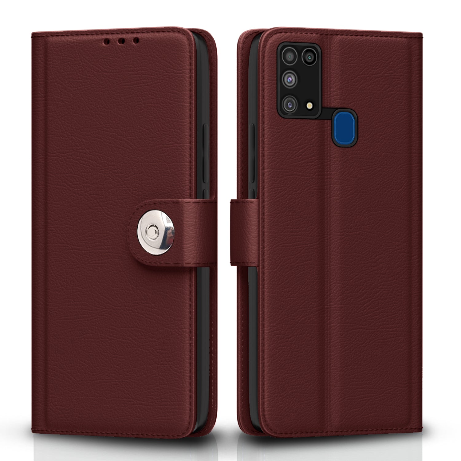 Samsung Galaxy M31 / F41 / M31 Prime Button Flip Cover -Brown