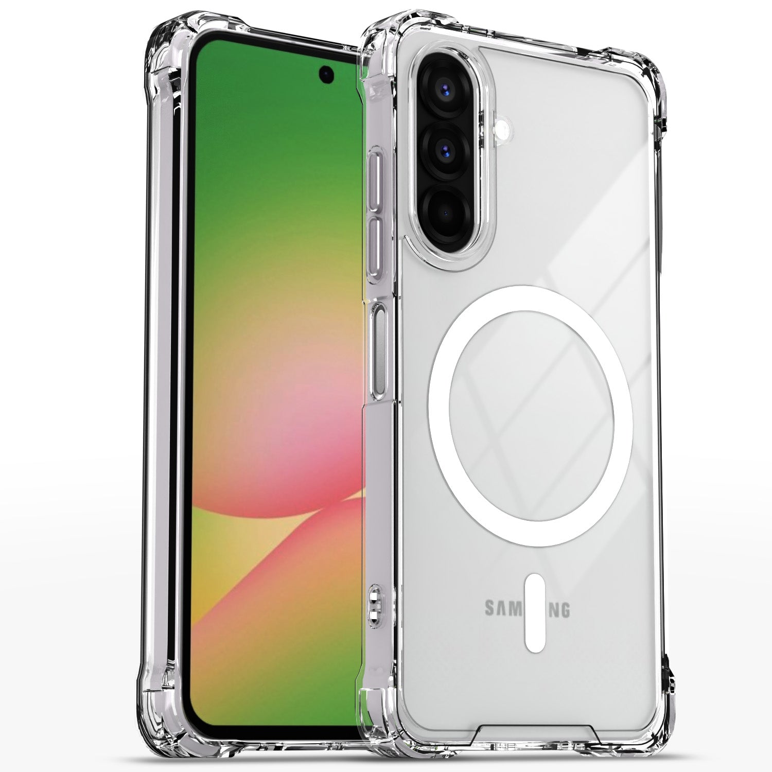 Pikkme Samsung Galaxy A26 5G Mag-Safe Shockproof PC + TPU Back Cover (Transparent)