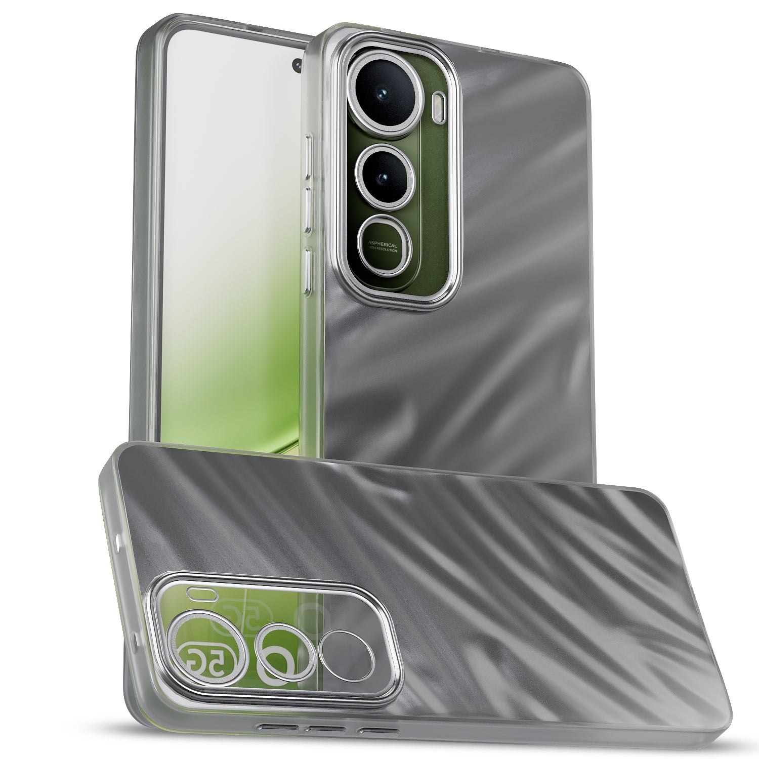 Pikkme Vivo Y400 5G Swirl Design Silver Forest Back Cover - Silver