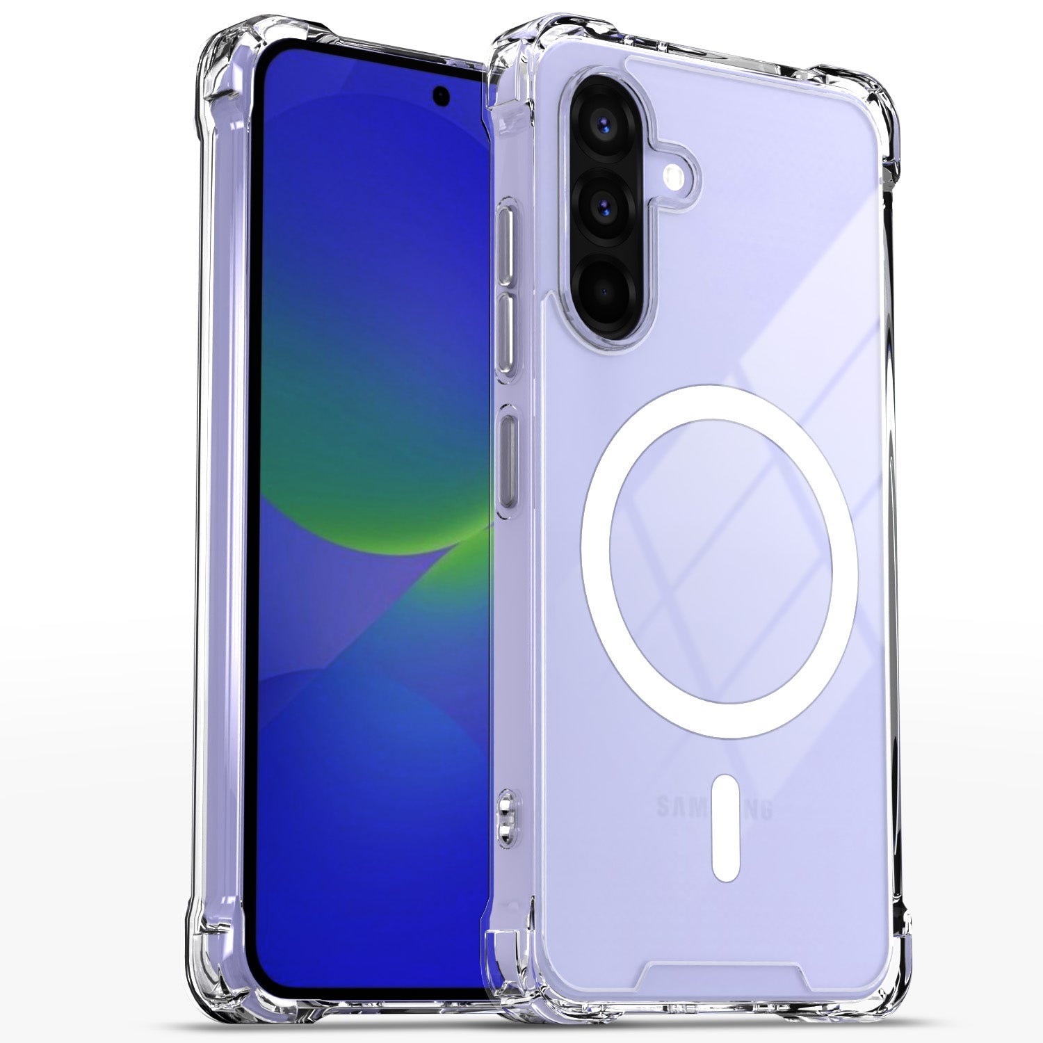 Pikkme Samsung Galaxy A36 5G Mag-Safe Shockproof PC + TPU Back Cover (Transparent)