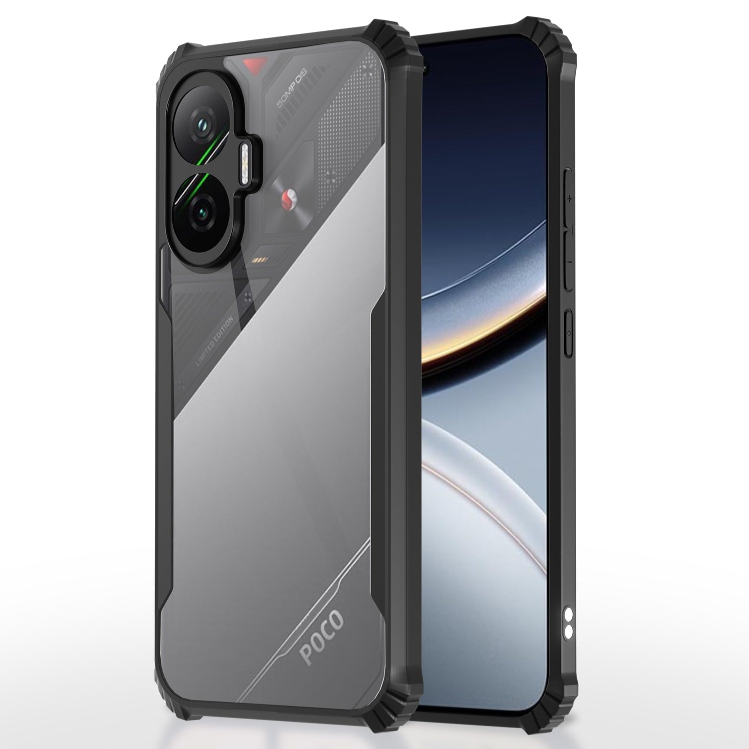 Pikkme Poco F7 5G Shockproof Eagle Clear Transparent Back Cover (Black)