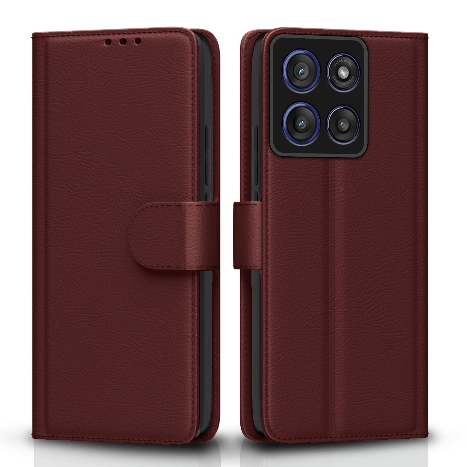 Pikkme Motorola Moto Edge 60 Pro 5G Vintage Flip Cover (Brown)