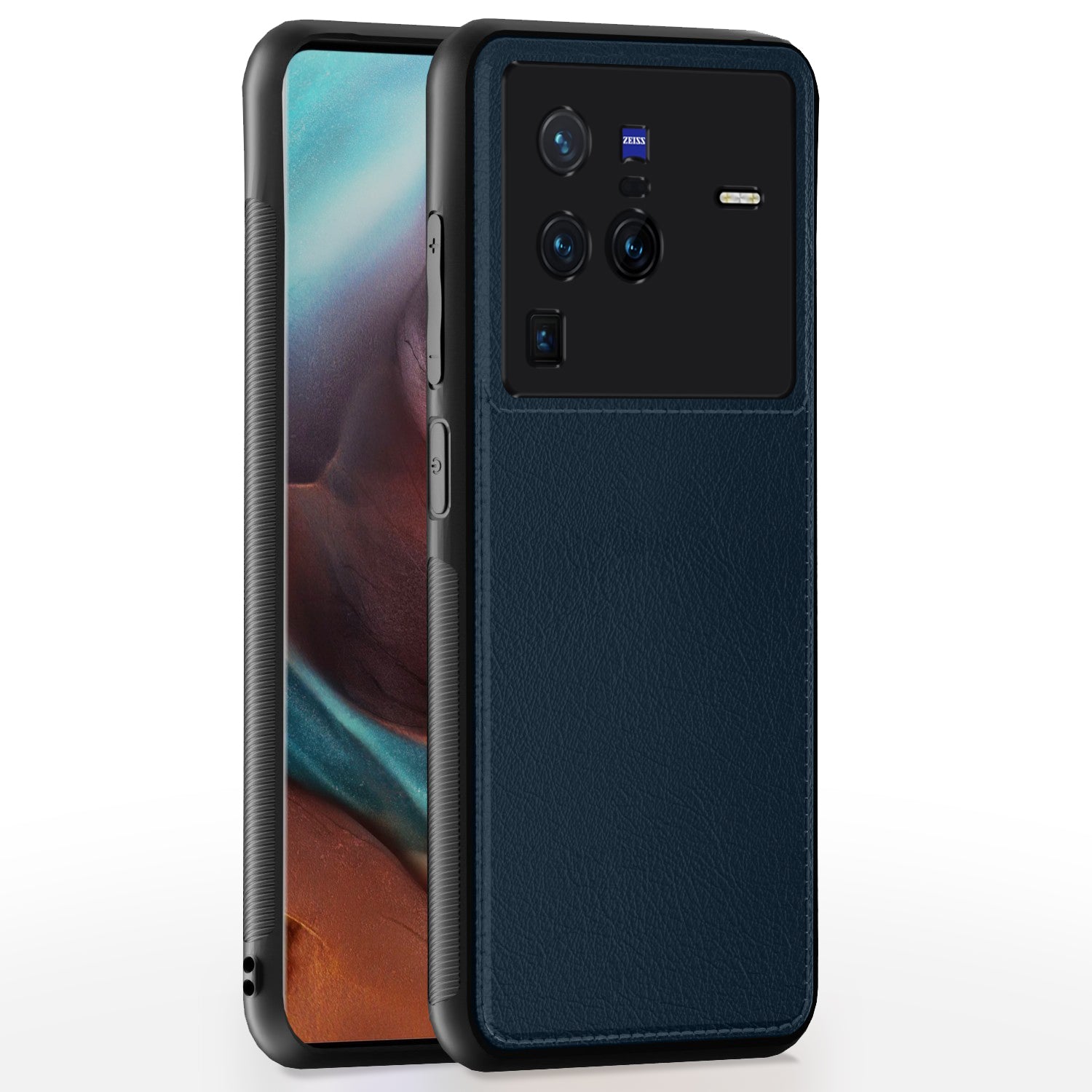 Vivo X80 Pro Leather Back Cover – Blue