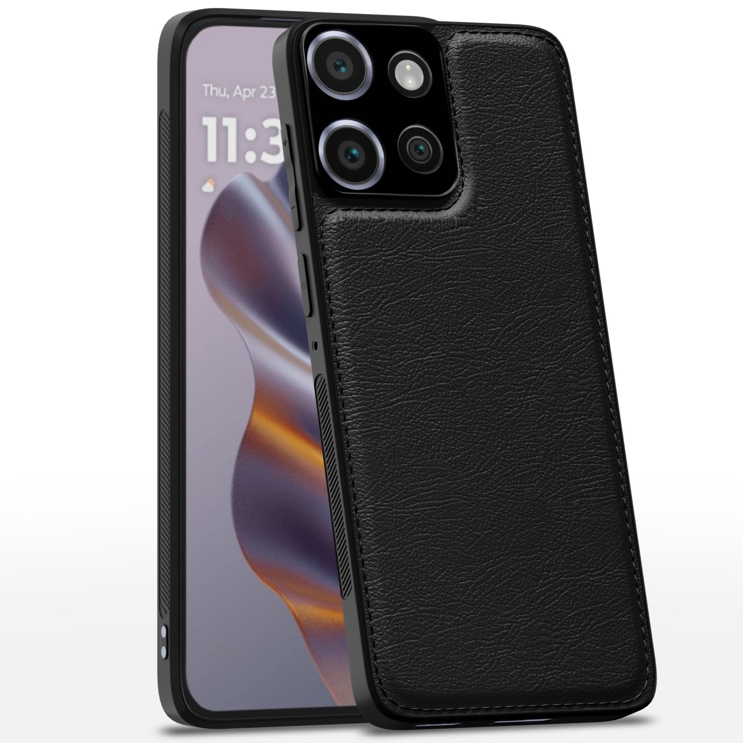 Moto Edge 50 5G LeatherBack Back Cover – Black