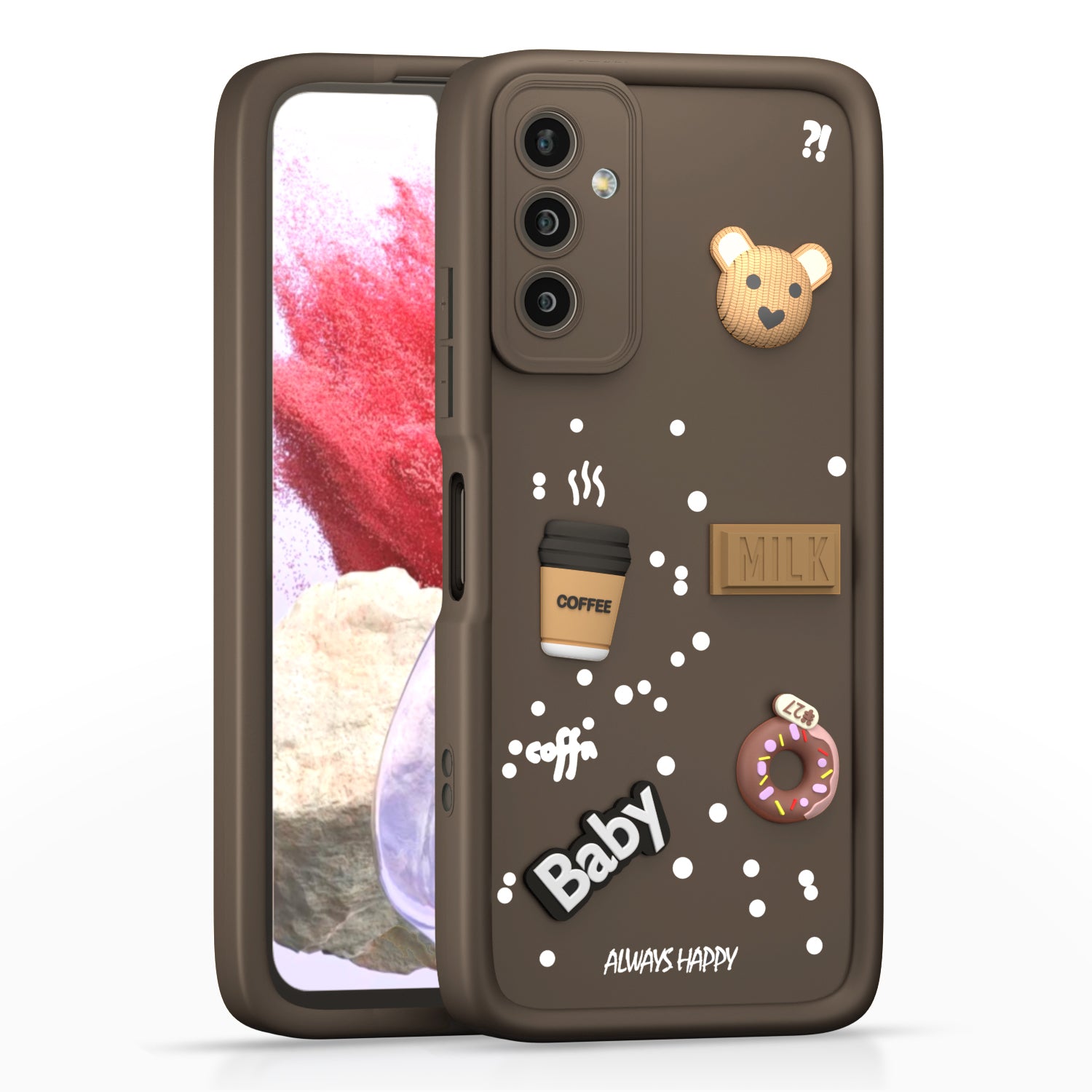 Pikkme Samsung Galaxy F23 5G Cute Fun Cartoon 3D Bear Silicone Back Cover - Brown