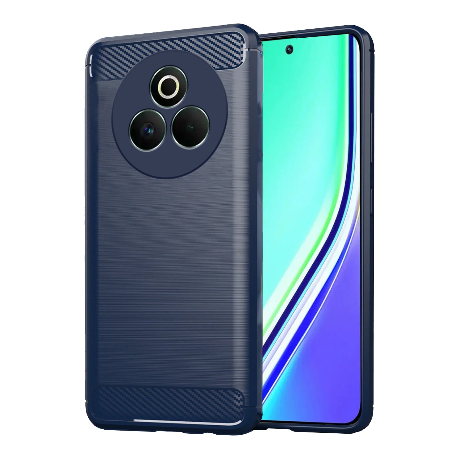 Pikkme Realme 14 Pro Plus 5G / Realme P3 Pro 5G Hybrid Carbon Fiber Back Cover - Blue