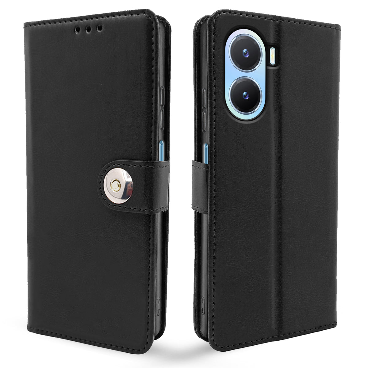 Vivo T2x Button flip case in black by Pikkme