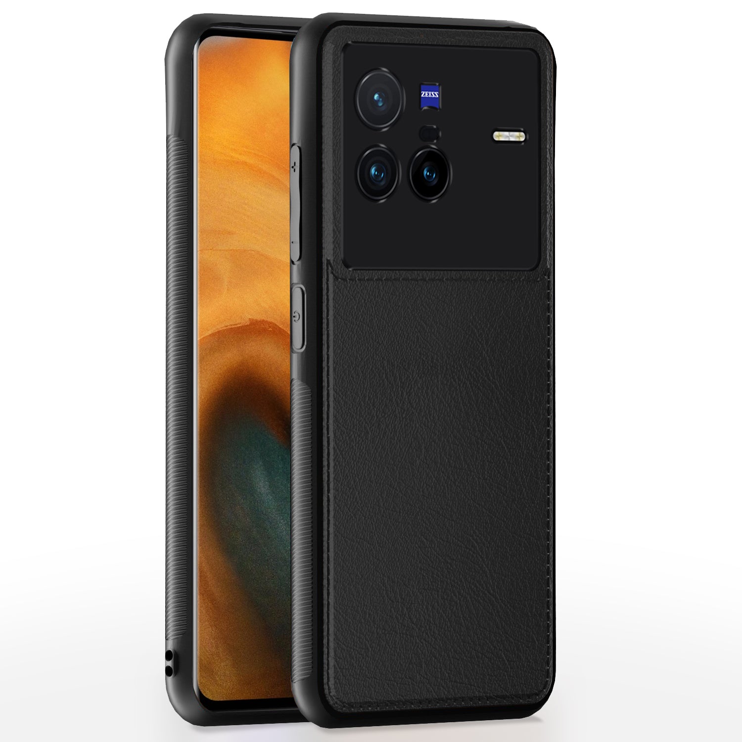 Vivo X80 Leather Back Cover – Black