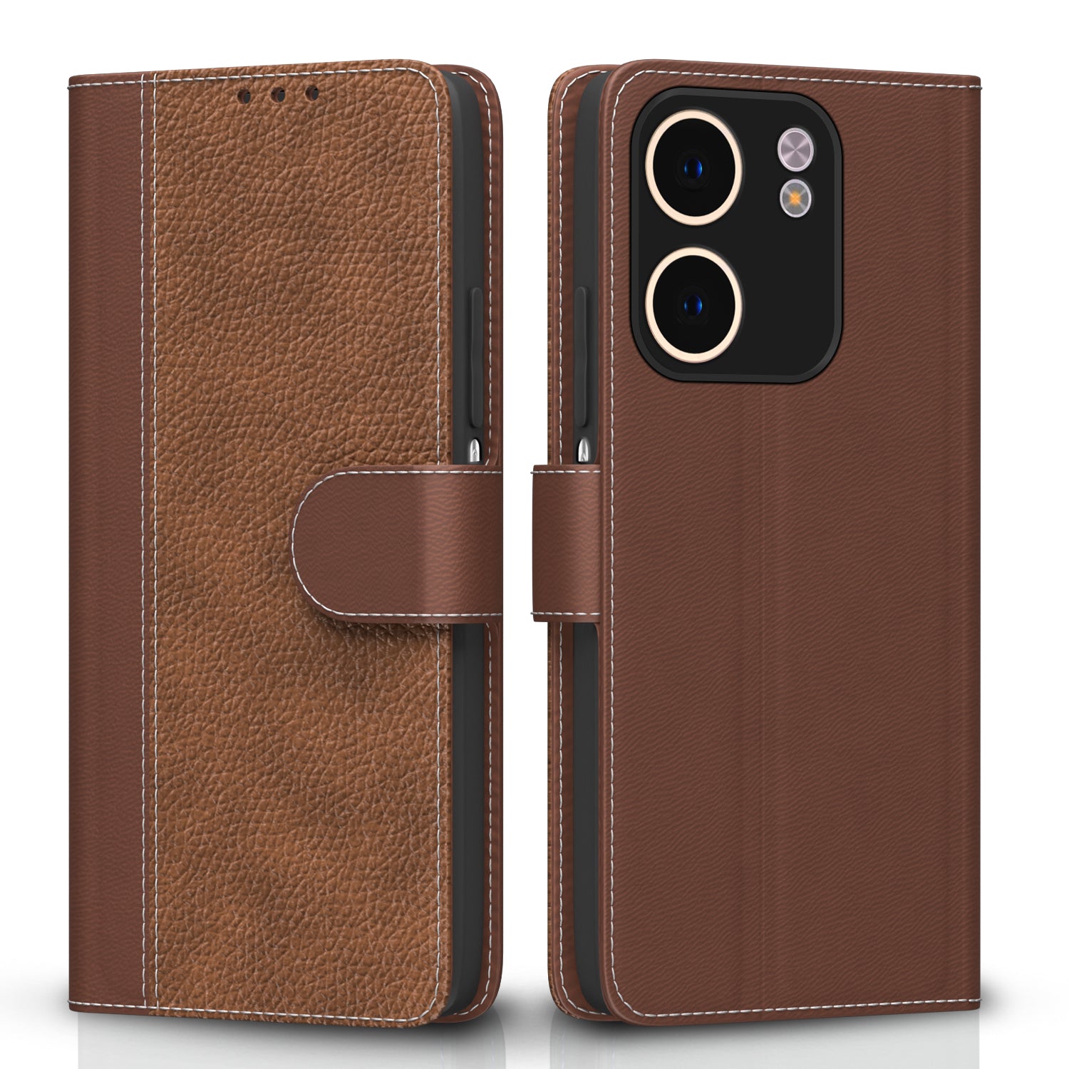Pikkme Oppo A5x Contrast Double Flip Cover (Tan)