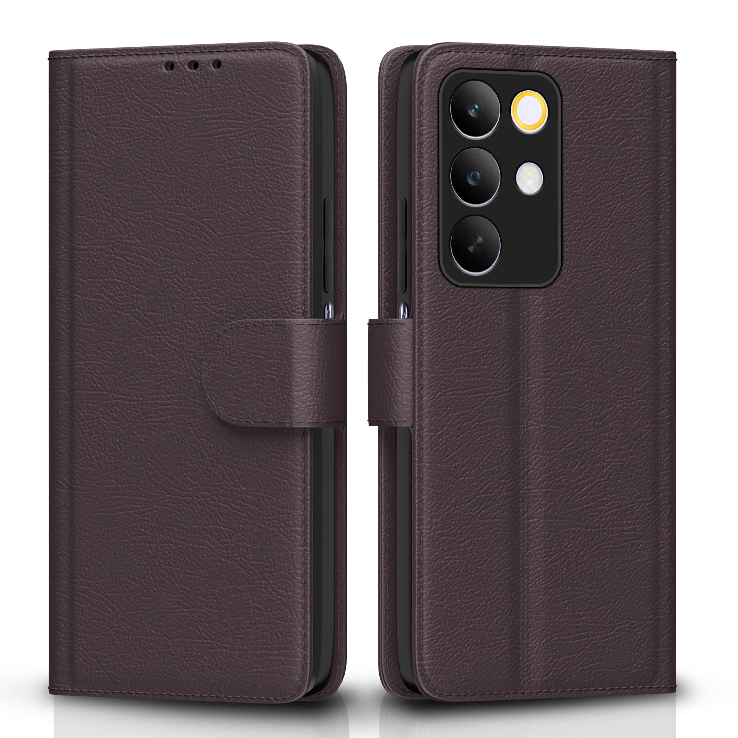 Pikkme Realme C85 5G Premium Leather Finish Vintage Flip Cover - Coffee