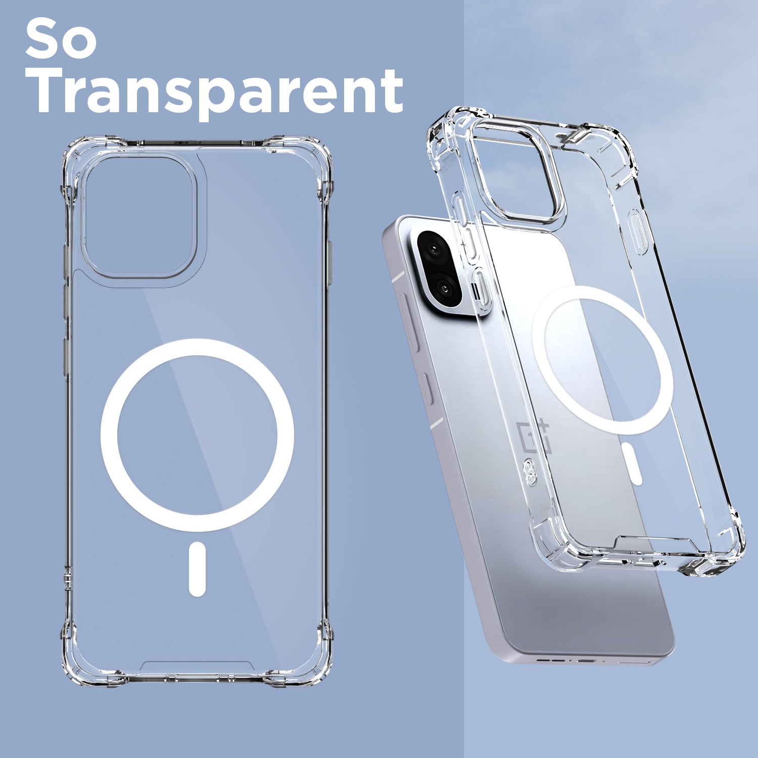 Pikkme OnePlus 13s 5G Mag-Safe Shockproof PC + TPU Back Cover (Transparent)