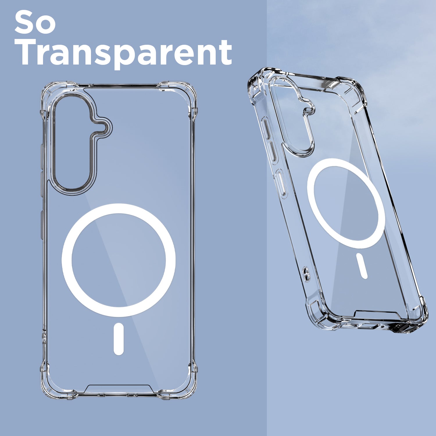 Pikkme Samsung Galaxy M56 5G Mag-Safe Shockproof PC + TPU Back Cover (Transparent)