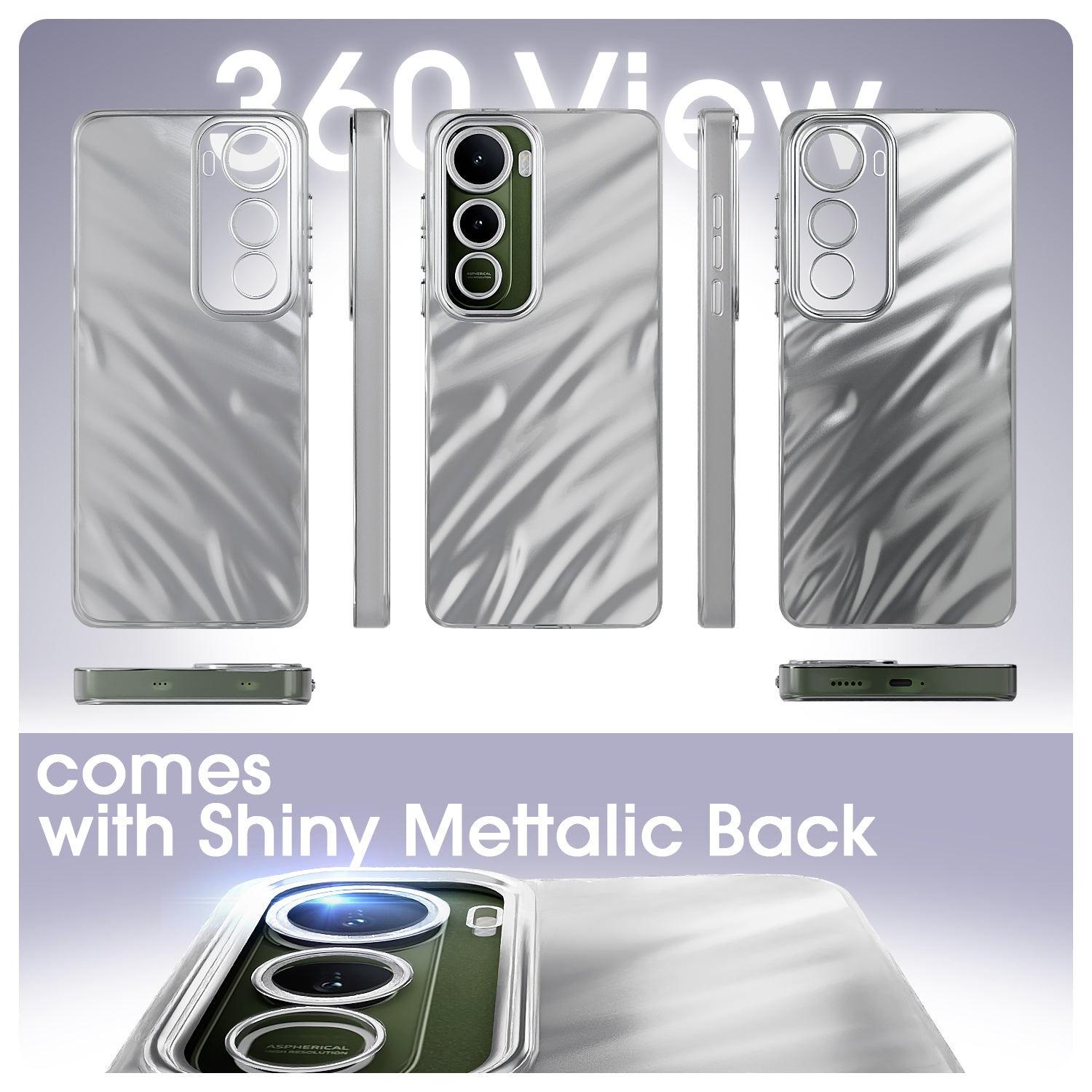 Pikkme Vivo Y400 5G Swirl Design Silver Forest Back Cover (Silver)