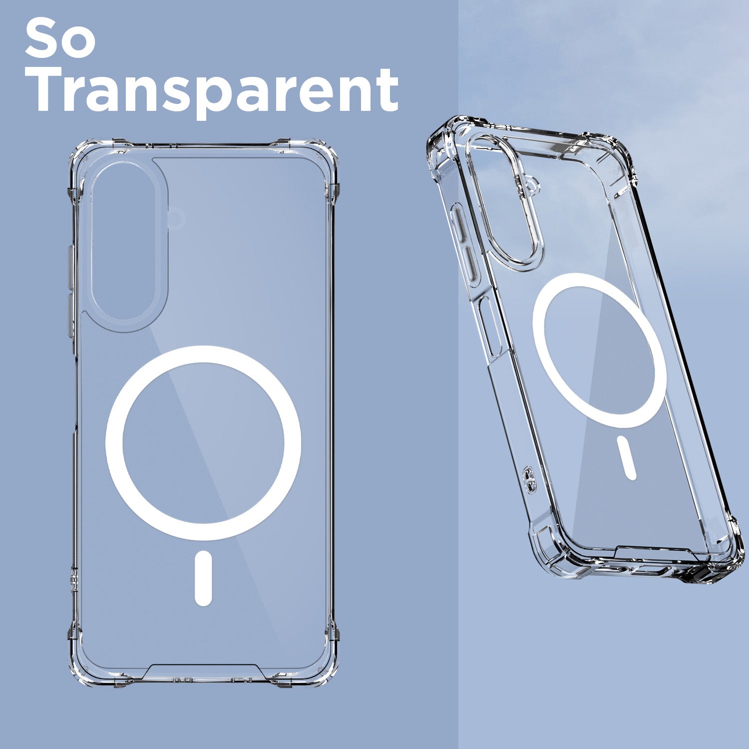 Pikkme Samsung Galaxy A26 5G Mag-Safe Shockproof PC + TPU Back Cover (Transparent)