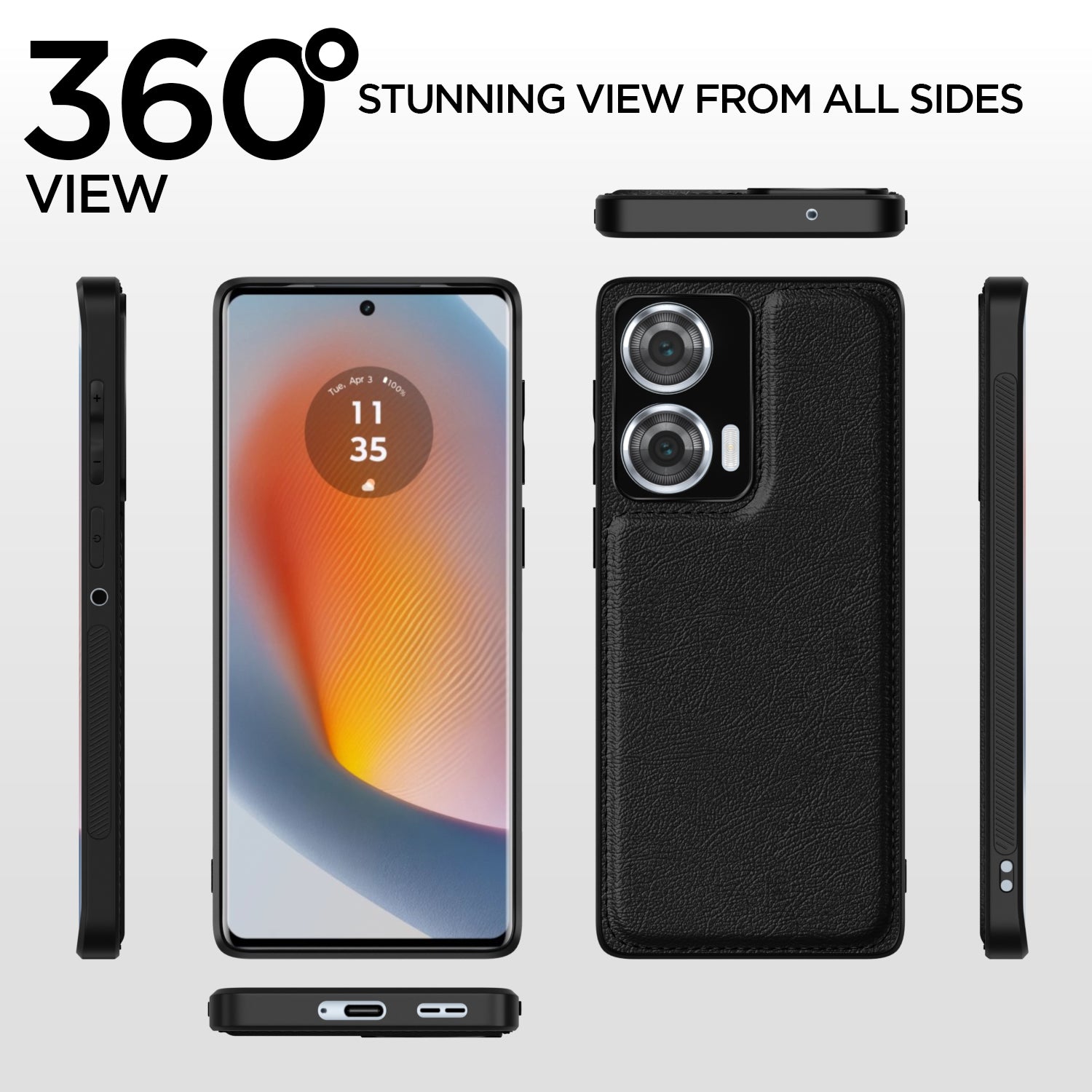 Pikkme Moto Edge 50 Fusion 5G Leather Back Case | Black