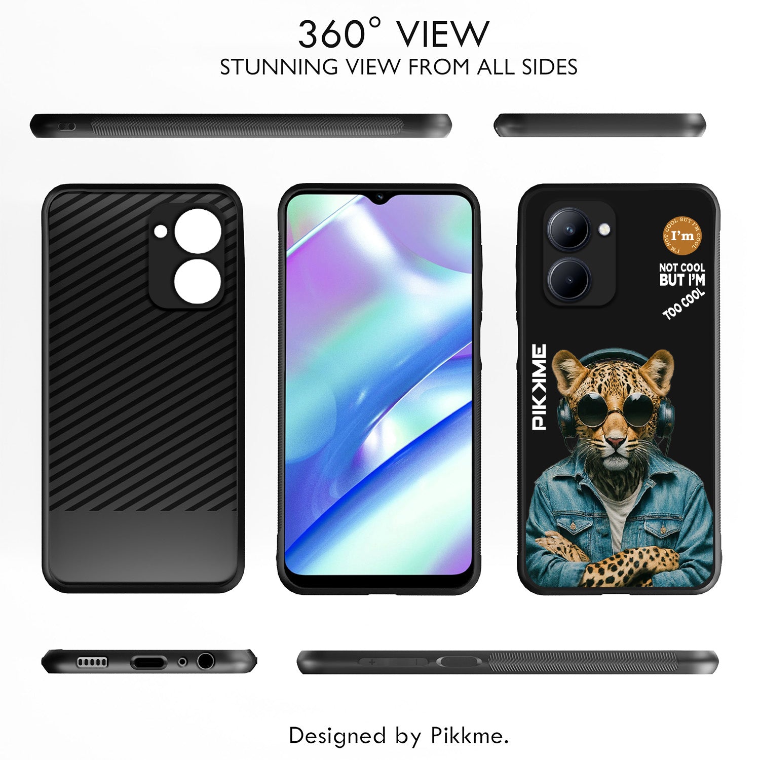Pikkme Back Cover Pc Tpu + Printed Cool Funky Stylish Black Leopard Swag Raised Edges Camera Protection |Bumper Case For Realme C33 (Design 04)