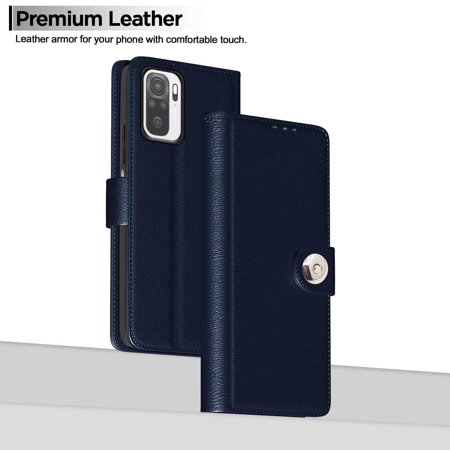 Pikkme Redmi Note 10 / Note 10s Button Flip Cover (Blue)