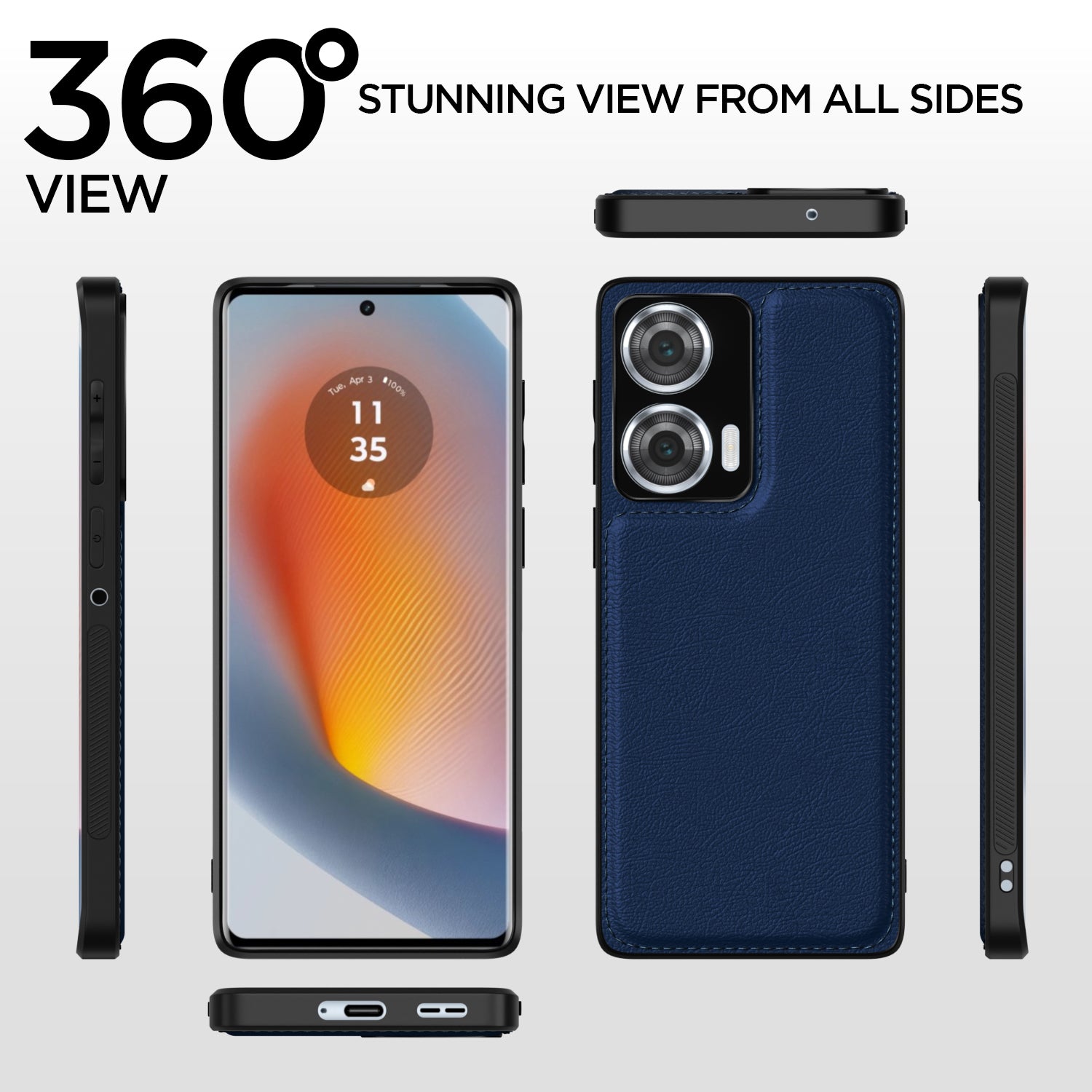 Pikkme Moto Edge 50 Fusion 5G Leather Back Case | Blue